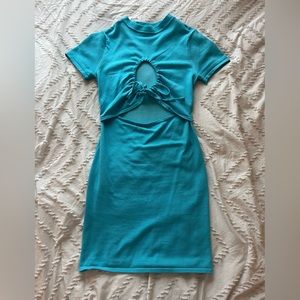 Rehab Lab Blue mini bodycon dress; size medium
